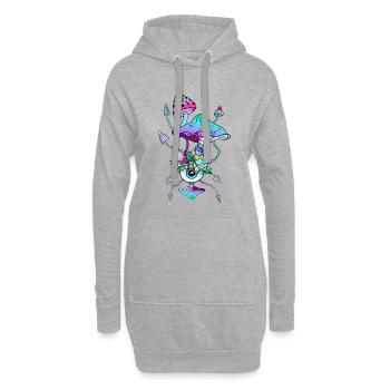 Champignons Magiques Néon Champis Psychédéliques - Sweat-shirt à capuche long Femme - gris chiné - Devant