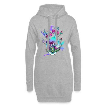 Trippy Hippie Psychedelic Mushroom - Hoodie-Kleid - Grau meliert - Vorne