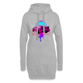 Retro Wave Sport Car Sunset - Hoodie-Kleid - Grau meliert - Vorne