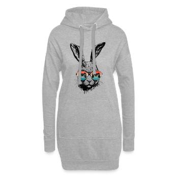 Lapin de jeu rétro avec lunettes de soleil Cadeau de Pâques - Sweat-shirt à capuche long Femme - gris chiné - Devant