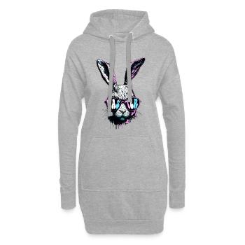 Groovy Rabbit avec lunettes de soleil cadeau de Pâques - Sweat-shirt à capuche long Femme - gris chiné - Devant