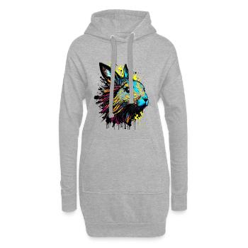 Lapin lapin Cadeau de Pâques Visage de lapin coloré - Sweat-shirt à capuche long Femme - gris chiné - Devant