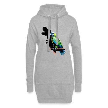 T-Rex Papagei Gelb Blau Ara Macaw - Hoodie-Kleid - Grau meliert - Vorne