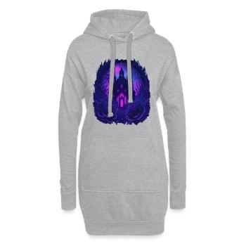Château gothique néon avec des roses - Sweat-shirt à capuche long Femme - gris chiné - Devant