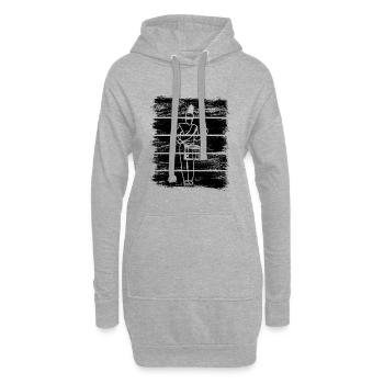 Drôle de batteur - Sweat-shirt à capuche long Femme - gris chiné - Devant
