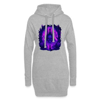 Architecture de crâne gothique néon - Sweat-shirt à capuche long Femme - gris chiné - Devant