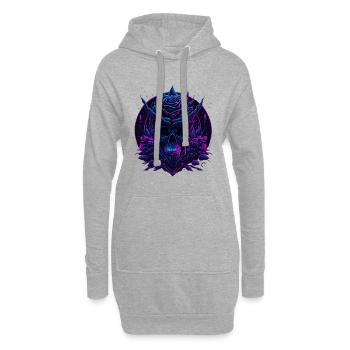Crâne Rose Neon Vaporwave Crâne - Sweat-shirt à capuche long Femme - gris chiné - Devant
