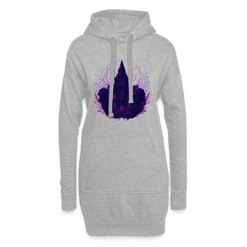 Nuits mystiques au néon pourpre - Sweat-shirt à capuche long Femme - gris chiné - Devant