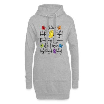 Kita Abschied Danke - Kinder haben Flügel  - Hoodie-Kleid - Grau meliert - Vorne