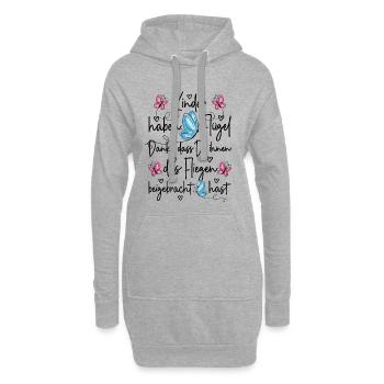 Kita Abschied - Kinder haben Flügel - Hoodie-Kleid - Grau meliert - Vorne