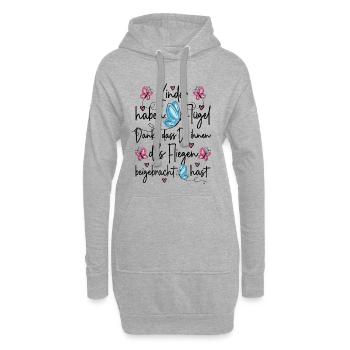 Kita Abschied - Kinder haben Flügel - Hoodie-Kleid - Grau meliert - Vorne