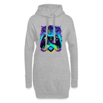 Neonfarben Graffiti Gamer Controller - Hoodie-Kleid - Grau meliert - Vorne