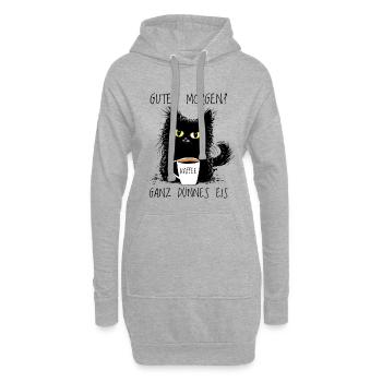 Guten Morgen? Ganz Dünnes Eis Lustige Katze Kaffee - Hoodie-Kleid - Grau meliert - Vorne