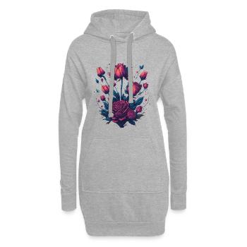 Rosen Strauch neon Tattoo Stil - Hoodie-Kleid - Grau meliert - Vorne