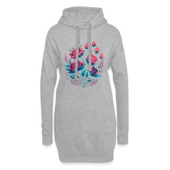 neon Rosen Vintage Rosenstrauß - Hoodie-Kleid - Grau meliert - Vorne