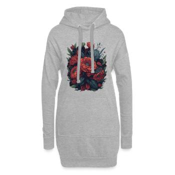 Motif floral vintage, fleurs florales printanières - Sweat-shirt à capuche long Femme - gris chiné - Devant
