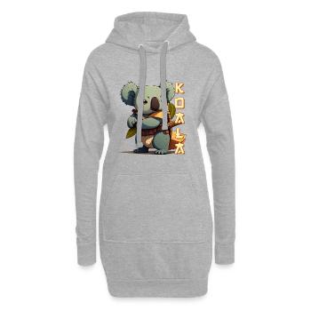 Samurai Koala mit Schriftzug - Hoodie-Kleid - Grau meliert - Vorne