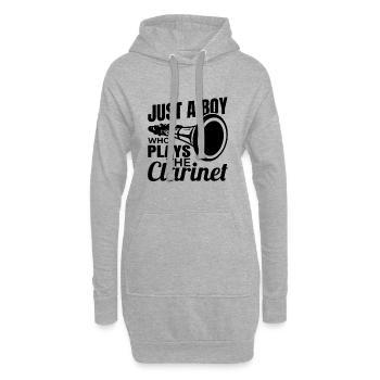 Juste un garçon jouant de la clarinette - Sweat-shirt à capuche long Femme - gris chiné - Devant