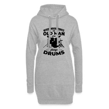 Schlagzeuger Großvater - Hoodie-Kleid - Grau meliert - Vorne