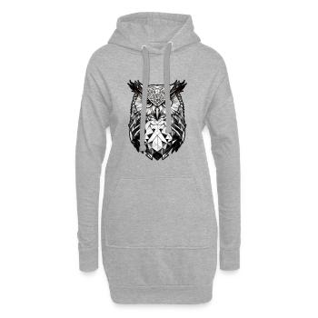 Tête de hibou géométrique noir et blanc - Sweat-shirt à capuche long Femme - gris chiné - Devant