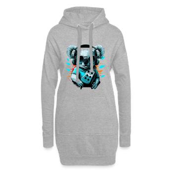 Koalabär mit Walkman und Sonnenbrille - Hoodie-Kleid - Grau meliert - Vorne
