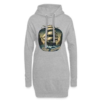 Gigantisches Boot segelt im Sturm auf hoher See mi - Hoodie-Kleid - Grau meliert - Vorne