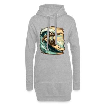 Le surf paresseux s’amuse dans les vagues - Sweat-shirt à capuche long Femme - gris chiné - Devant