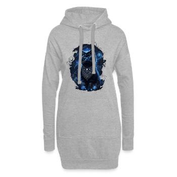 Chat noir dans le chat magique au clair de lune - Sweat-shirt à capuche long Femme - gris chiné - Devant