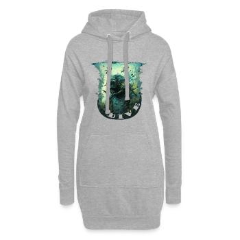 Taucher unter Wasser mit Schriftzug - Hoodie-Kleid - Grau meliert - Vorne