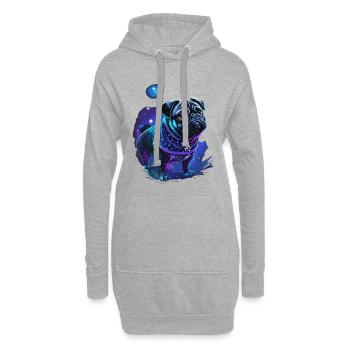 niedlicher Mops in Mystischer Natur - Hoodie-Kleid - Grau meliert - Vorne