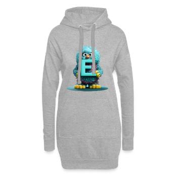 Flauschiges Monster mit dem Buchstaben E - Hoodie-Kleid - Grau meliert - Vorne