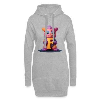 Mehrfarbiges Monster mit F - Hoodie-Kleid - Grau meliert - Vorne