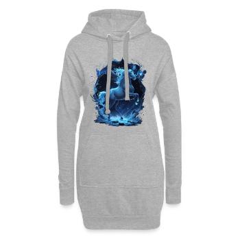 Aufbäumendes Einhorn Mystic Unicorn Blue Spirit - Hoodie-Kleid - Grau meliert - Vorne