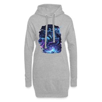 Licorne mystique avec cavalier - Sweat-shirt à capuche long Femme - gris chiné - Devant