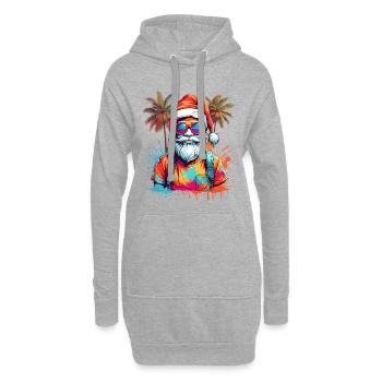 Coole Weihnachtsmann mit Palmen - Hoodie-Kleid - Grau meliert - Vorne