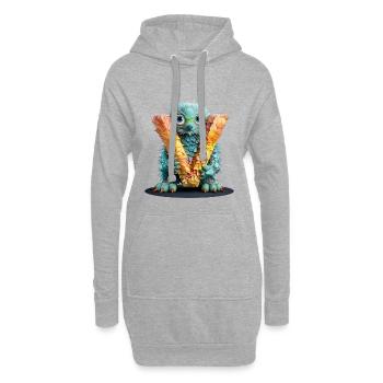 Gefiederte Kreatur mit dem Buchstaben V - Hoodie-Kleid - Grau meliert - Vorne