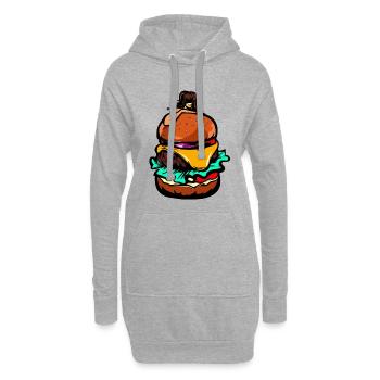 Burger Cheeseburger Lover Girl - Hoodie-Kleid - Grau meliert - Vorne