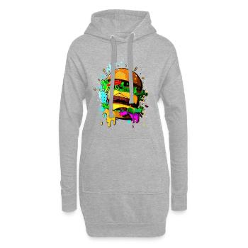Graffiti Burger Farbenfroher Cheeseburger - Hoodie-Kleid - Grau meliert - Vorne