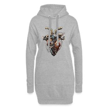 Cœur de mécanicien - Sweat-shirt à capuche long Femme - gris chiné - Devant