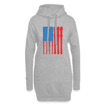 Joueur de flûte patriotique américain - Sweat-shirt à capuche long Femme - gris chiné - Devant