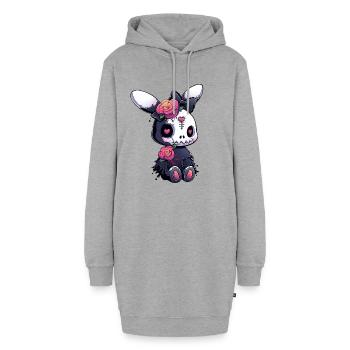Goth Bunny Grunge Kawaii Hase Cute Gothik Outfit - Hoodie-Kleid - Grau meliert - Vorne