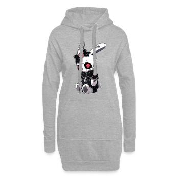 Kawaii Hase Goth Bunny Cute Grunge Gothik Outfit - Hoodie-Kleid - Grau meliert - Vorne