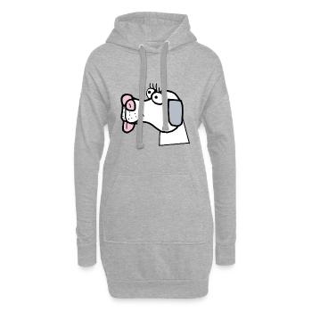 mignon chien chien tête joyeux animaux de compagnie enfants - Sweat-shirt à capuche long Femme - gris chiné - Devant