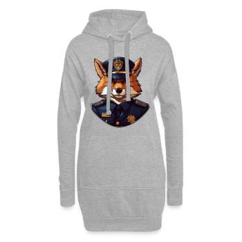 Renard policier - Sweat-shirt à capuche long Femme - gris chiné - Devant
