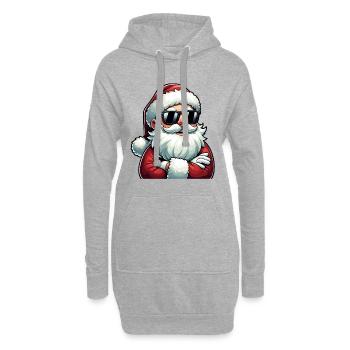 Santa Chill mit Sonnenbrille - Hoodie-Kleid - Grau meliert - Vorne