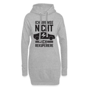 Ich Bremse nicht ich rekuperiere E-Auto Elektro - Hoodie-Kleid - Grau meliert - Vorne