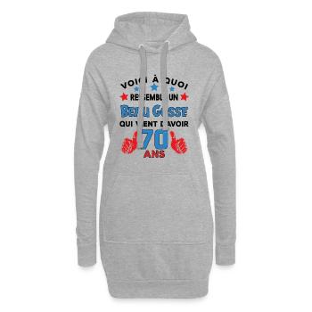 70 ans anniversaire homme cadeau humour drôle - Sweat-shirt à capuche long Femme - gris chiné - Devant