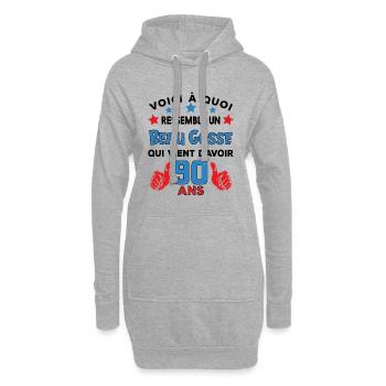 90 ans anniversaire homme cadeau humour drôle - Sweat-shirt à capuche long Femme - gris chiné - Devant