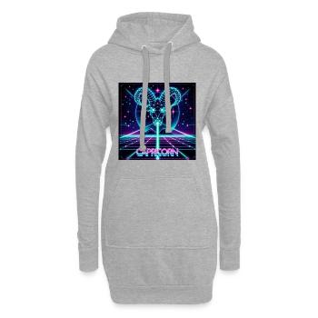 Capricorn retro futuriste 80's - Sweat-shirt à capuche long Femme - gris chiné - Devant