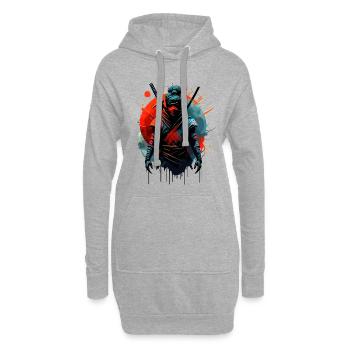 Ninja samouraï japonais - Sweat-shirt à capuche long Femme - gris chiné - Devant